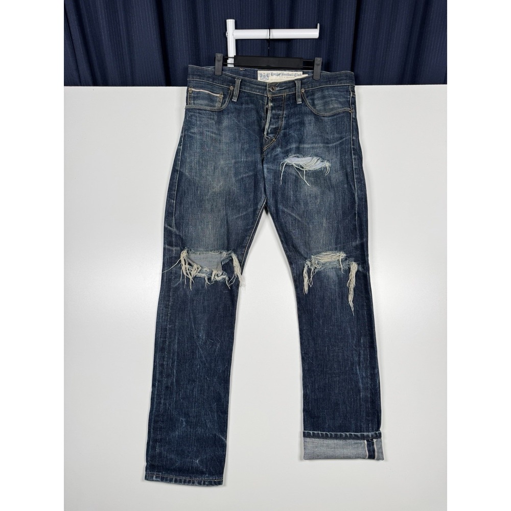 VTG Ralph Lauren Rugby Football Club Distressed Jeans Selvedge 33x32 (35x32)